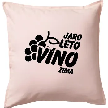 Polštář Jaro, léto, víno, zima - Polštář 50x50 - 50x50 - Včetně výplně ( Světle růžová )