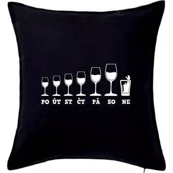 Polštář Evoluce víno celý týden - Polštář 50x50 - 50x50 - Pouze potah ( Černá )