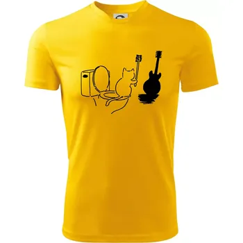 Chlapecké tričko Kočka a kytara WC - Dětské triko sportovní (dresovina) - 122 cm/6 let ( Žlutá )
