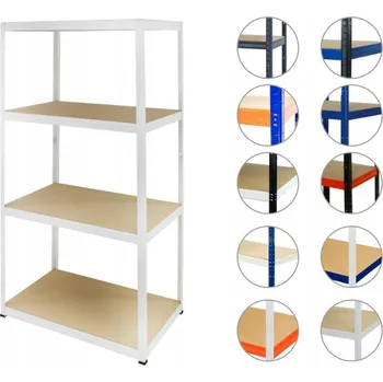 Dílenský regál Kovový regál skladový nemocniční HELIOS bílý 180x075x45 4x275kg