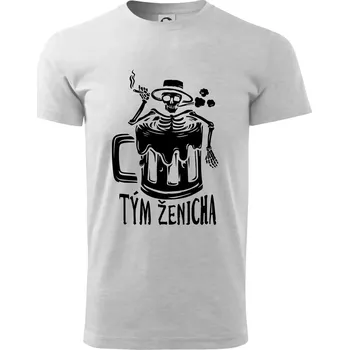 Pánské tričko Tým ženicha kostra - Triko extra velké (5-8XL) - 8XL ( Světlešedý Melír )