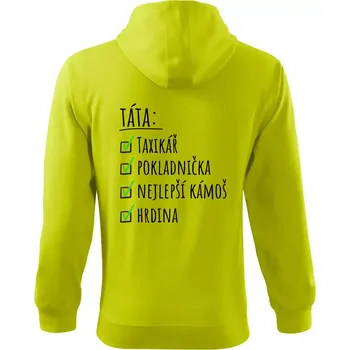 Pánská móda Táta - check list - Mikina s kapucí na zip trendy zipper - 2XL ( Limetková )