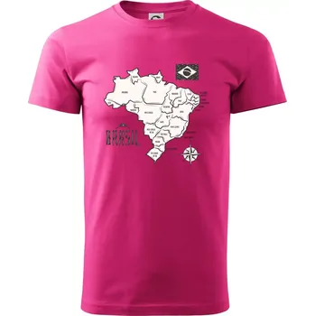 Pánské tričko Brazílie mapa s názvy regionů - Klasické pánské triko vyšší gramáže - XS ( Purpurová )
