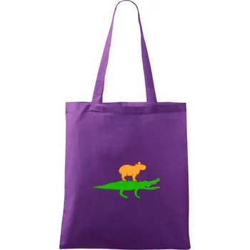 Kapybara na krokodýlovi (Moňas) - Taška bavlněná - 42 x 38 cm ( Fialová )