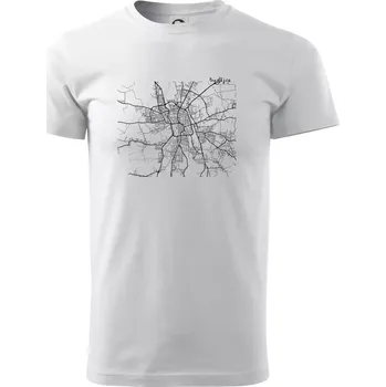 Pánské tričko Mapy měst černobílé Budějce - Triko extra velké (5-8XL) - 6XL ( Bílá )