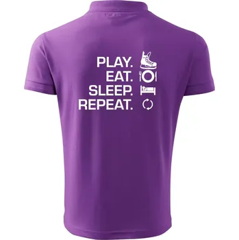 Pánská košile Play Eat Sleep Repeat hokej - Polokošile pánská Pique Polo 203 - 2XL ( Fialová )