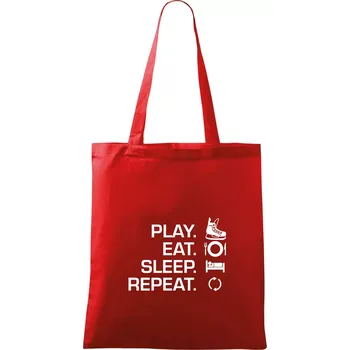 Play Eat Sleep Repeat hokej - Taška bavlněná - 42 x 38 cm ( Červená )