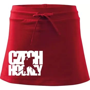 Dámská sukně Czech hockey - nápis s hokejistou - Mistrovství světa v ledním hokeji 2026 - Sportovní sukně - two in one - XS ( Červená )