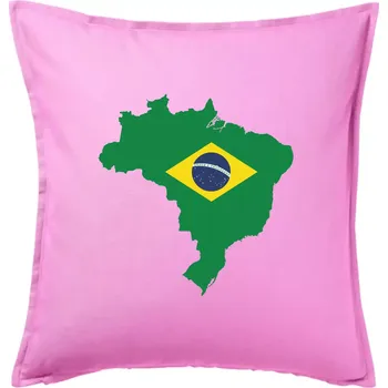 Polštář Brazílie vlajka v mapě - Polštář 50x50 - 50x50 - Pouze potah ( Růžová )