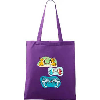 Nákupní taška Projev lásky zvířata - Taška bavlněná - 42 x 38 cm ( Fialová )