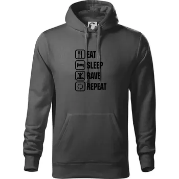 Pánská mikina Eat sleep rave repeat - Mikina pánská Cape s kapucí - 5XL ( Ocelově šedá )