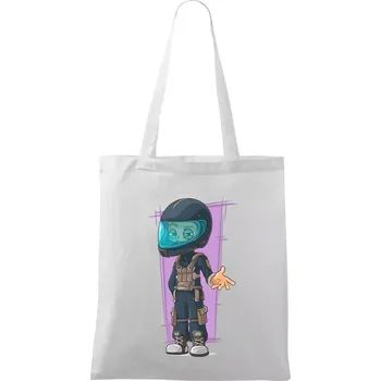 Nákupní taška Vesmírný voják fialový - Taška bavlněná - 42 x 38 cm ( Bílá )