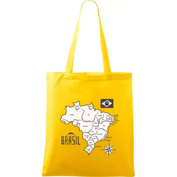 Nákupní taška Brazílie mapa s názvy regionů - Taška bavlněná - 42 x 38 cm ( Žlutá )