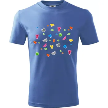 Lezení na stěně - chyty - Tričko dětské bavlněné - 98 cm / 2 roky ( Azurově modrá )