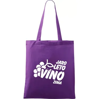 Jaro, léto, víno, zima - Taška bavlněná - 42 x 38 cm ( Fialová )
