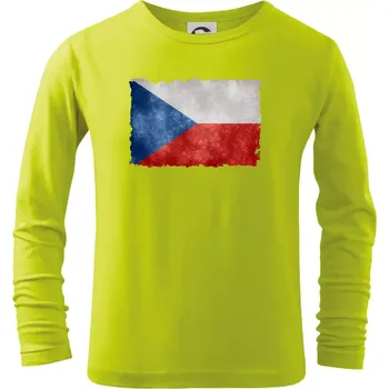 Dětská móda Česká vlajka stará - Triko dětské Long Sleeve - 146 cm/10 let ( Limetková )