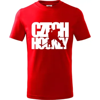 Chlapecké tričko Czech hockey - nápis s hokejistou - Mistrovství světa v ledním hokeji 2026 - Tričko dětské bavlněné - 98 cm / 2 roky ( Červená )