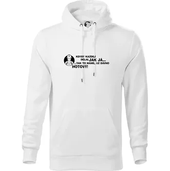Pánská mikina Zedník - kdyby každej dělal jak já, tak to máme už dávno hotový - Mikina pánská Cape s kapucí - 4XL ( Bílá )