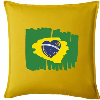 Polštář Brazílie vlajka srdce - Polštář 50x50 - 50x50 - Pouze potah ( Žlutá )