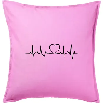 Polštář Srdce EKG - Polštář 50x50 - 50x50 - Pouze potah ( Růžová )