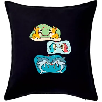 Polštář Projev lásky zvířata - Polštář 50x50 - 50x50 - Pouze potah ( Černá )