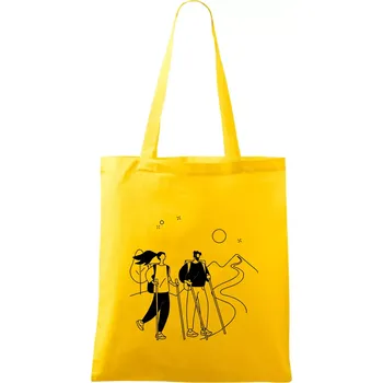 Kreslený pár na výletě - Taška bavlněná - 42 x 38 cm ( Žlutá )