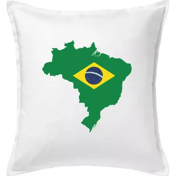 Polštář Brazílie vlajka v mapě - Polštář 50x50 - 50x50 - Pouze potah ( Bílá )