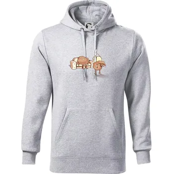 Pánská mikina Brambora striptýz - Mikina pánská Cape s kapucí - 5XL ( Světlešedý Melír )