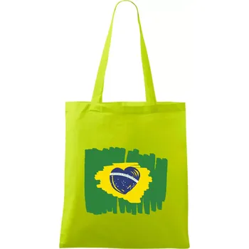 Brazílie vlajka srdce - Taška bavlněná - 42 x 38 cm ( Limetková )