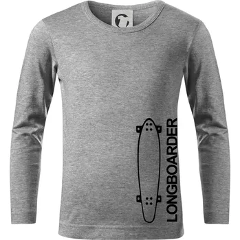 Chlapecké tričko Longboard na výšku - Triko dětské Long Sleeve - 122 cm/6 let ( Tmavě šedý melír )