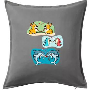Polštář Projev lásky zvířata - Polštář 50x50 - 50x50 - Pouze potah ( Tmavě šedý melír )
