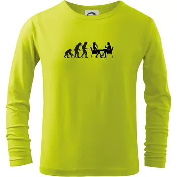 Chlapecké tričko Evoluce vína ženy - Triko dětské Long Sleeve - 104-110cm / 3-4 roky ( Limetková )