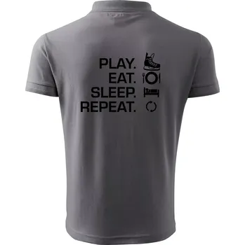 Pánská košile Play Eat Sleep Repeat hokej - Polokošile pánská Pique Polo 203 - 4XL ( Ocelově šedá )