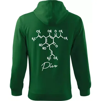 Pánská mikina Barová chemie - pivo - Mikina s kapucí na zip trendy zipper - 3XL ( Lahvově zelená )