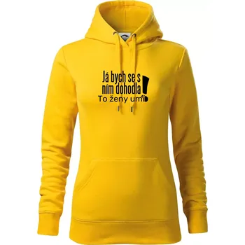 Dámská mikina Já bych se s ním dohodla - Mikina dámská Cape s kapucí - S ( Žlutá )