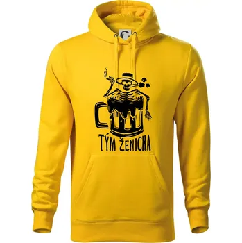 Pánská mikina Tým ženicha kostra - Mikina pánská Cape s kapucí - 4XL ( Žlutá )