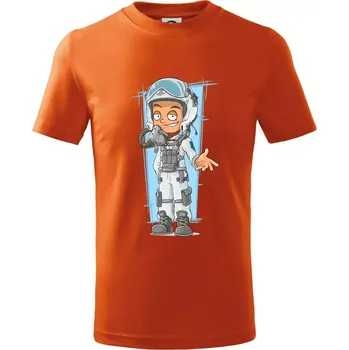 Vesmírný voják modrý - Tričko dětské bavlněné - 122 cm/6 let ( Oranžová )
