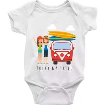 Kojenecké oblečení Holky na tripu - Body kojenecké s krátkým rukávem - Krátký r. 12-18 měs ( Bílá )