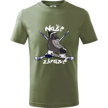 Chlapecké oblečení Hokej - naše zbraně - Tričko dětské bavlněné - 98 cm / 2 roky ( Khaki )