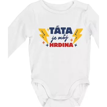 Kojenecký body Táta je můj hrdina - Body kojenecké s dlouhým rukávem - Dlouhý r. do 3 měs ( Bílá )