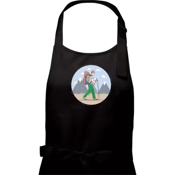 Kuchyňská zástěra Barevný párový motiv na hory - Pánská zástěra na vaření - Univerzální velikost ( Černá )