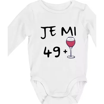 Kojenecký body Je mi 49 (50) víno - Body kojenecké s dlouhým rukávem - Dlouhý r. do 3 měs ( Bílá )