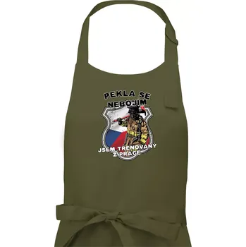 Kuchyňská zástěra Hasič jsem trénovaný z práce - Dámská zástěra na vaření - Univerzální velikost ( Khaki )