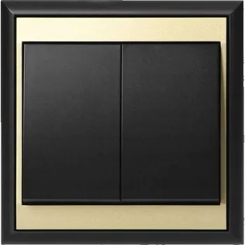 vypínač Vypínač světla Dvojitý černo-zlatý matný WP-2L LUNA ABEX