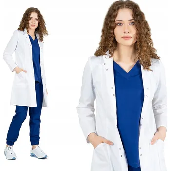 Kuchyňská zástěra ZÁSTĚRA DÁMSKÝ LÉKAŘSKÝ LABORATORNÍ klasický bílý na patentky velikost 40