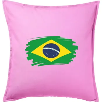 Polštář Brazílie vlajka štětkou - Polštář 50x50 - 50x50 - Pouze potah ( Růžová )