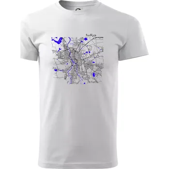 Budějce - Mapa s vodními toky - Triko extra velké (5-8XL) - 7XL ( Bílá )