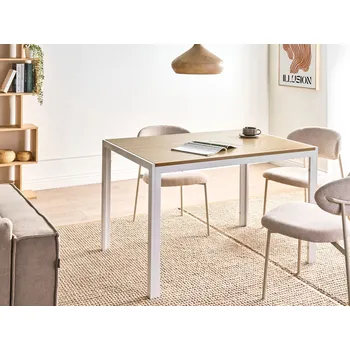 Jídelní stůl Jídelní stůl světle hnědá bílá MDF kovový rám 120 x 70 cm obdélníkový tvar klasický moderní styl kuchyně jídelna Beliani