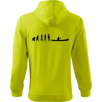 Pánská mikina Evoluce kanoe stará - Mikina s kapucí na zip trendy zipper - M ( Limetková )
