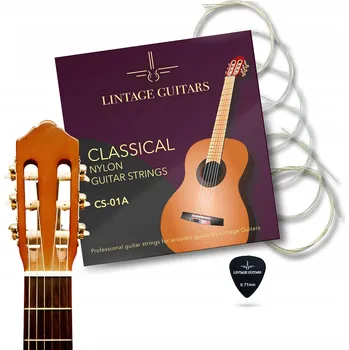 Strunný nástroj Struny pro klasickou kytaru, nylonové, španělskou akustickou kytaru + trsátko CS-01A